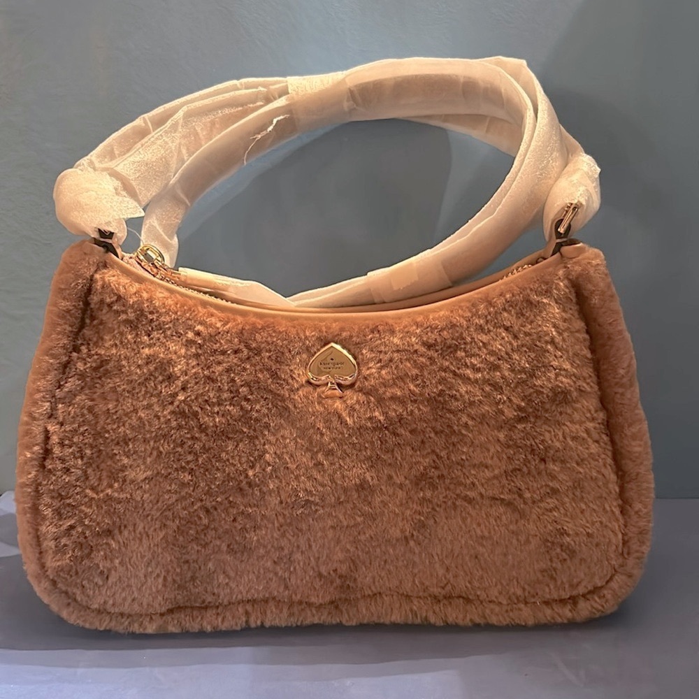 KATE SPADE Furry Special💖NWT FAUX FUR SHOULDER BAG! DARLING Nice Size